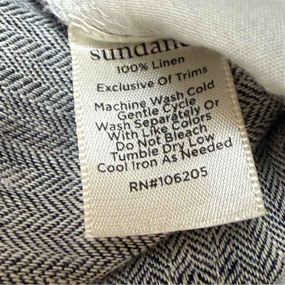 Sundance Linen Follow Beauty Indigo Wide Leg Pants 10 - Picture 6 of 7